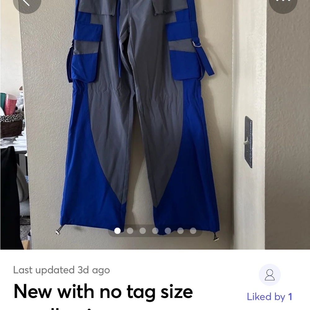 Men's Blue and Gray Cargo Pants new with no tag size small